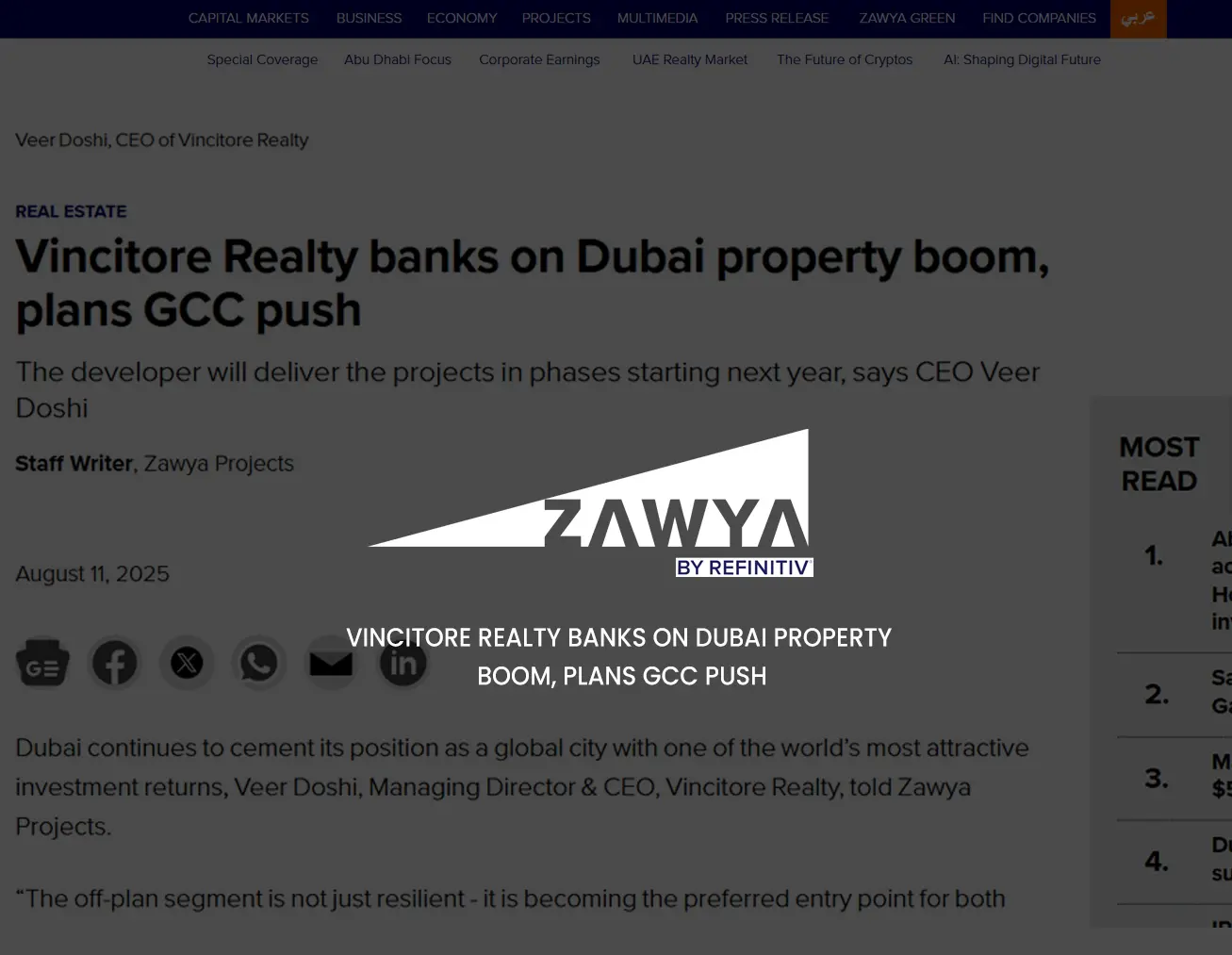 Vincitore Realty Banks on Dubai Property Boom, Plans GCC Push  